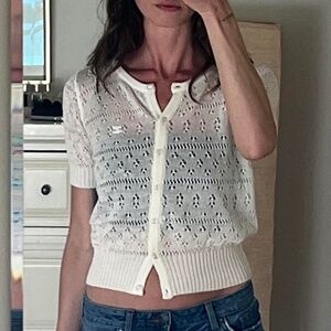 vintage 1970s Courreges Paris pointelle knit top